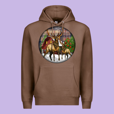 Elk Buck Deer Christmas Premium Hoodie Designed By Lillyallendesigns