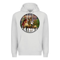 Dove Grey elk buck deer christmas Premium Hoodie - LillyAllenDesigns