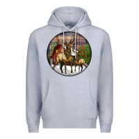 Heather Grey elk buck deer christmas Premium Hoodie - LillyAllenDesigns