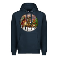 Navy elk buck deer christmas Premium Hoodie - LillyAllenDesigns