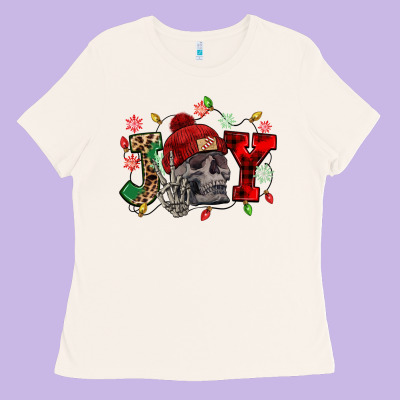 Christmas Joy Skeleton Ladies Tee Designed By Nancycooperartshop