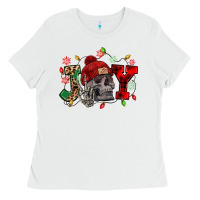 White Christmas Joy skeleton Ladies Tee - NancyCooperArtShop