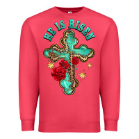 Cardinal he is risen cross with roses Premium Sweatshirt - BarkalooDesign