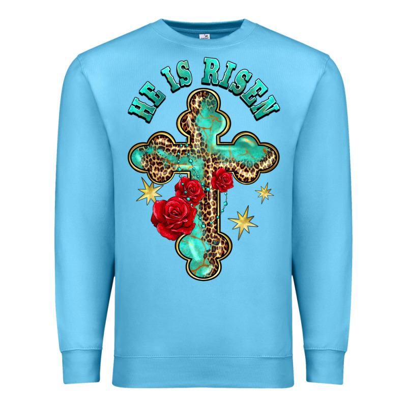 He Is Risen Cross With Roses Premium Sweatshirt by BarkalooDesign | Teevron
