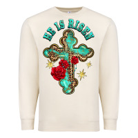 Sandshell he is risen cross with roses Premium Sweatshirt - BarkalooDesign