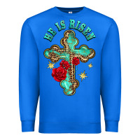 True Royal he is risen cross with roses Premium Sweatshirt - BarkalooDesign
