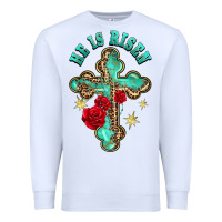 White he is risen cross with roses Premium Sweatshirt - BarkalooDesign