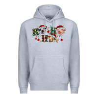 Heather Grey Hohoho Christmas Cows Premium Hoodie - RanaPortraitStore