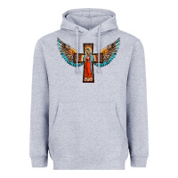 Heather Grey our lady of guadalupe cross with wings Heavyweight Hoodie - BarkalooDesign