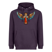 Plum our lady of guadalupe cross with wings Heavyweight Hoodie - BarkalooDesign