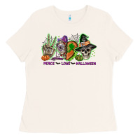 Bone Peace love Halloween Ladies Tee - NancyCooperArtShop