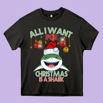 All I Want For Christmas Is A Shark Heavy Core Tee Designed By Bettercallsaul