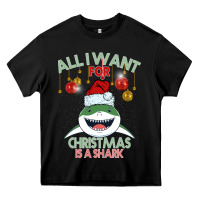 Black All I Want For Christmas Is A Shark Heavy Core Tee - Bettercallsaul