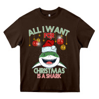 Chocolate Brown All I Want For Christmas Is A Shark Heavy Core Tee - Bettercallsaul