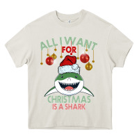 Cream All I Want For Christmas Is A Shark Heavy Core Tee - Bettercallsaul