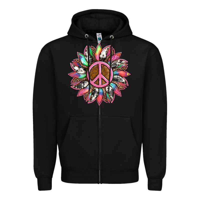 Sunflower And Tie Dye With Peace Sign Zipper Hoodie by Artiststas | Teevron