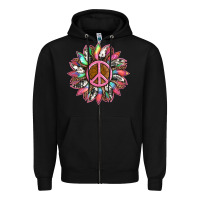Black sunflower and tie dye with peace sign Zipper Hoodie - Artiststas