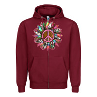 Burgundy sunflower and tie dye with peace sign Zipper Hoodie - Artiststas