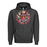 Charcoal Heather sunflower and tie dye with peace sign Zipper Hoodie - Artiststas