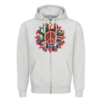 Dove Grey sunflower and tie dye with peace sign Zipper Hoodie - Artiststas