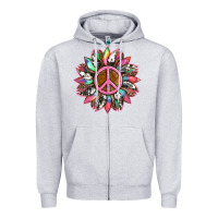 Heather Grey sunflower and tie dye with peace sign Zipper Hoodie - Artiststas