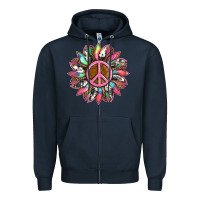 Navy sunflower and tie dye with peace sign Zipper Hoodie - Artiststas
