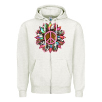 Oatmeal Heather sunflower and tie dye with peace sign Zipper Hoodie - Artiststas