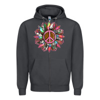 Smoke sunflower and tie dye with peace sign Zipper Hoodie - Artiststas