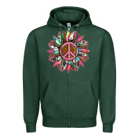 Sports Green sunflower and tie dye with peace sign Zipper Hoodie - Artiststas