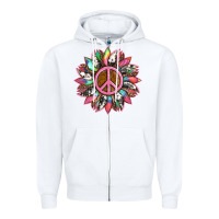 White sunflower and tie dye with peace sign Zipper Hoodie - Artiststas