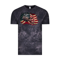 Cloud Black skull with american flag 4th of july Vintage Tee - CowGirlArtShop