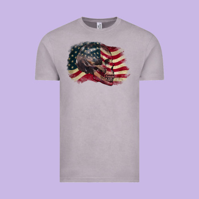 Skull With American Flag 4th Of July Vintage Tee Designed By Cowgirlartshop