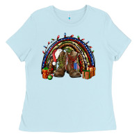Baby Blue Army Christmas rainbow Ladies Tee - NancyCooperArtShop