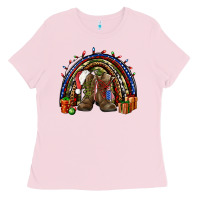 Bubblegum Pink Army Christmas rainbow Ladies Tee - NancyCooperArtShop
