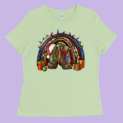 Army Christmas Rainbow Ladies Tee Designed By Nancycooperartshop
