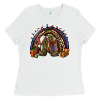 White Army Christmas rainbow Ladies Tee - NancyCooperArtShop