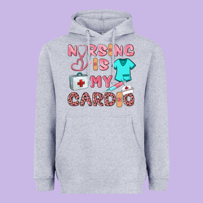 Nursing Is My Cardio Heavyweight Hoodie Designed By Barkaloodesign