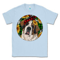 Dusty Blue Christmas St. Bernard Classic Tee - RanaPortraitStore