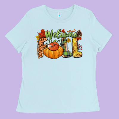 Welcome Fall Ladies Tee Designed By Nancycooperartshop
