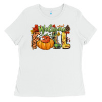 White Welcome Fall Ladies Tee - NancyCooperArtShop