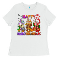 White happy hallothanksmas coffee cups Ladies Tee - texasbilliewilder