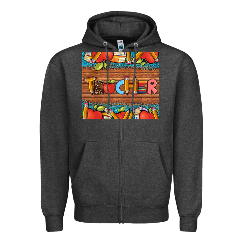 Teacher And Pens Apples Books Leopard And Tooled Leather Tumbler Zipper Hoodie by Artiststas | Teevron