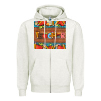 Oatmeal Heather teacher and pens apples books leopard and tooled leather tumbler Zipper Hoodie - Artiststas