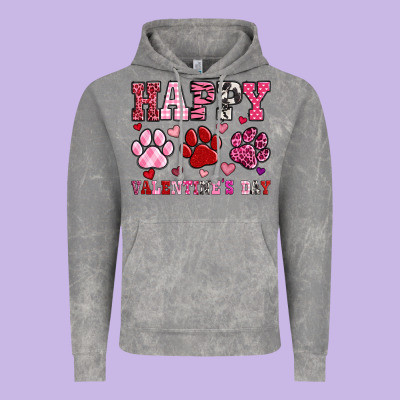 Happy Valentine's Day Paws Vintage Hoodie Designed By Oliviacreatesart