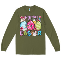 Army Green Happy Easter eggs Long Sleeve Tee - OliviaCreatesArt