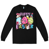 Black Happy Easter eggs Long Sleeve Tee - OliviaCreatesArt