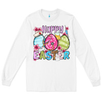 White Happy Easter eggs Long Sleeve Tee - OliviaCreatesArt