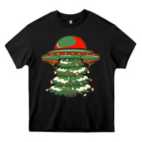 Black Ufo Christmas Pine Tree Heavy Core Tee - Bettercallsaul