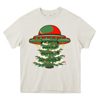Cream Ufo Christmas Pine Tree Heavy Core Tee - Bettercallsaul