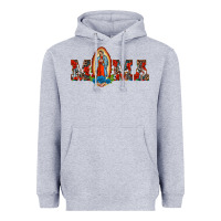 Heather Grey mama our lady of guadalupe Heavyweight Hoodie - BarkalooDesign